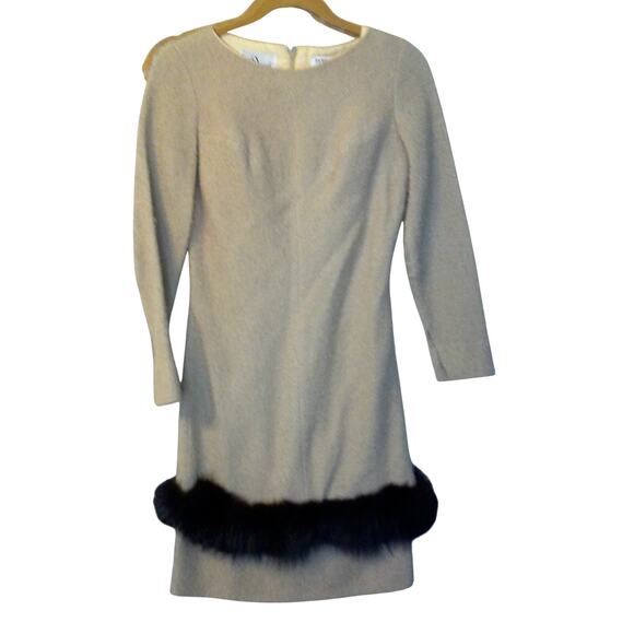 Vintage Lilli Diamond Caifornia Fur Trim Mini Dress READ - Picture 1 of 10